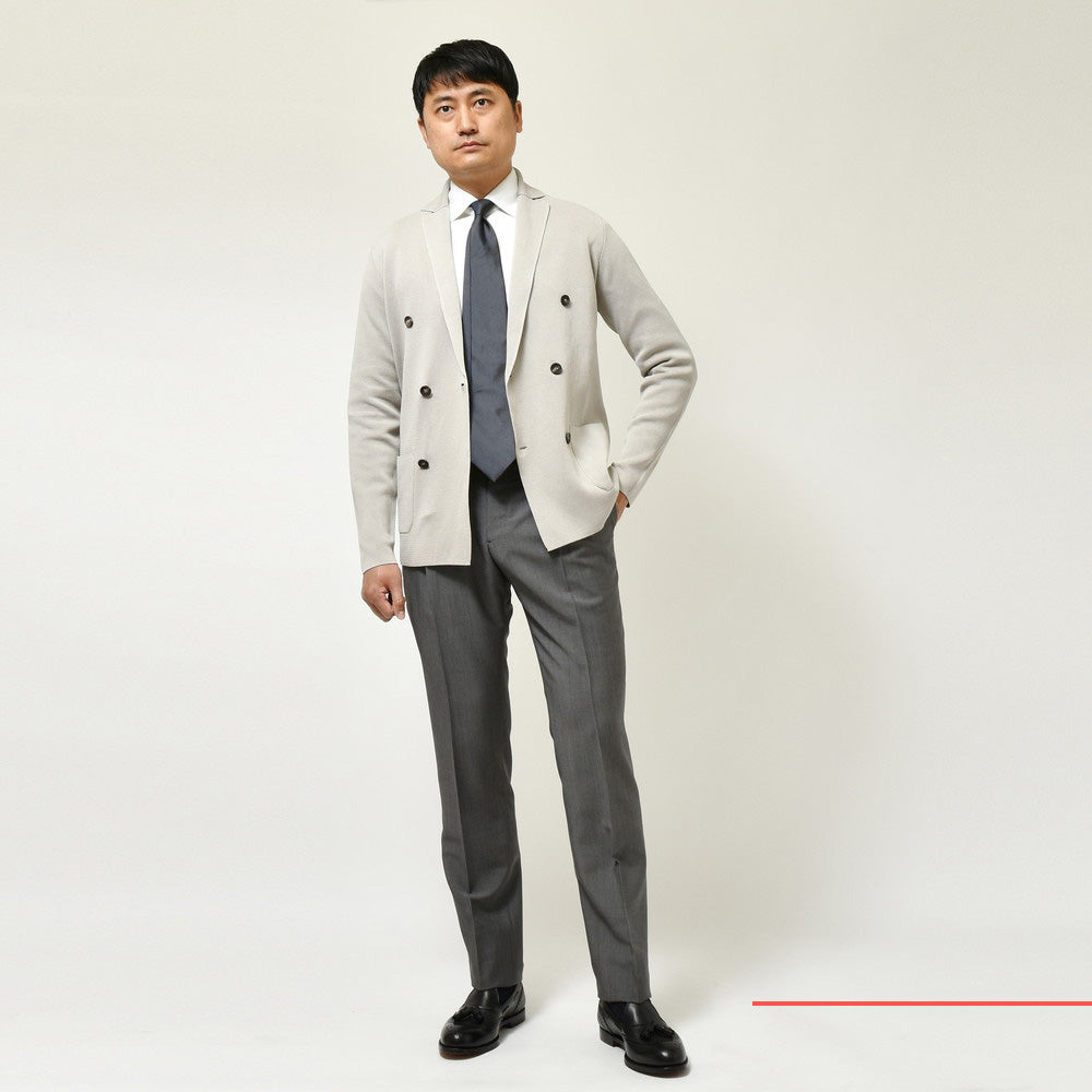 FILIPPO DE LAURENTIIS(フィリッポ デ ローレンティス) コットンミラノリブ6Bダブルニットジャケット RJMLDPT06