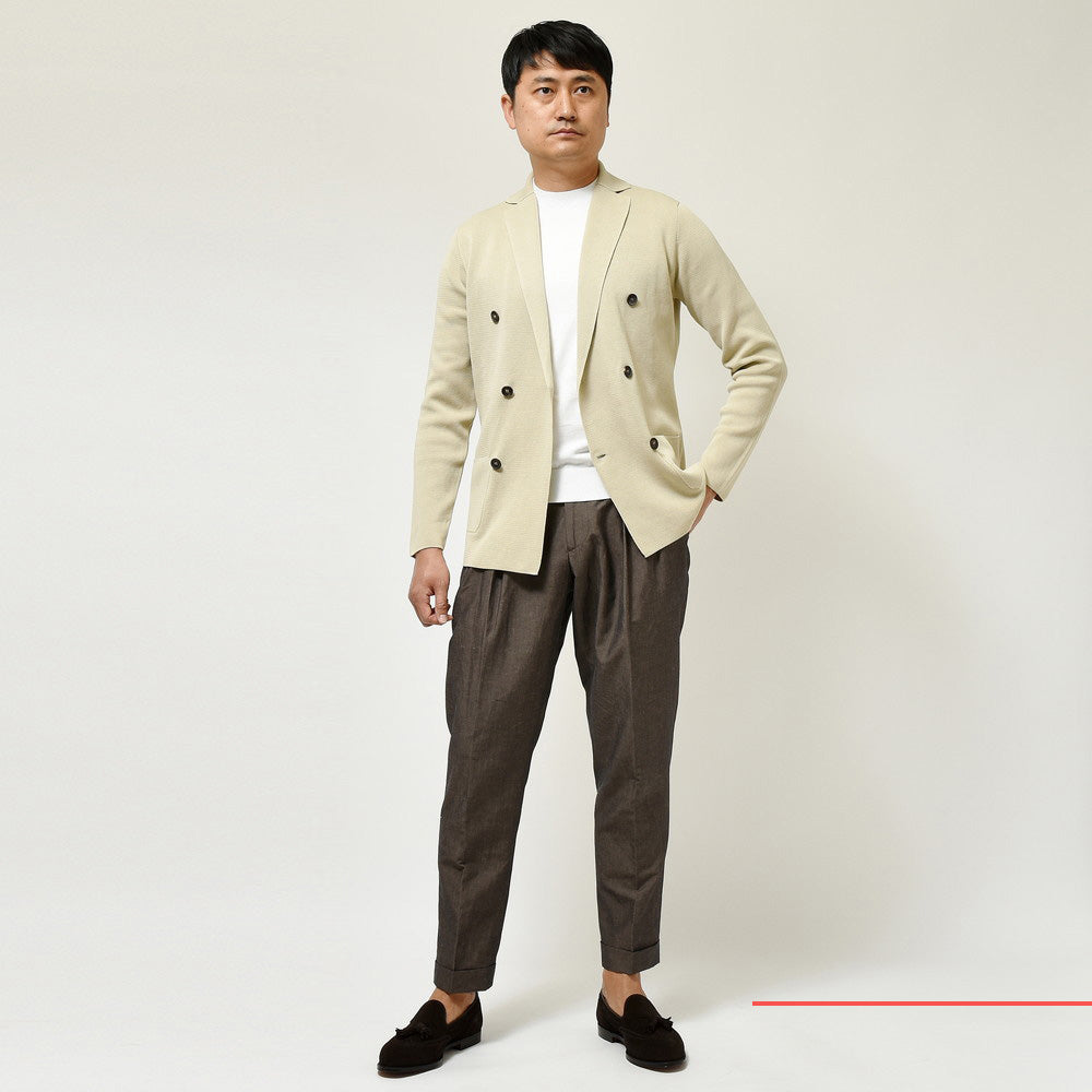 FILIPPO DE LAURENTIIS(フィリッポ デ ローレンティス) コットンミラノリブ6Bダブルニットジャケット RJMLDPT06