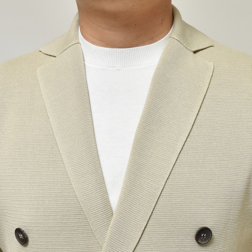 FILIPPO DE LAURENTIIS(フィリッポ デ ローレンティス) コットンミラノリブ6Bダブルニットジャケット RJMLDPT06