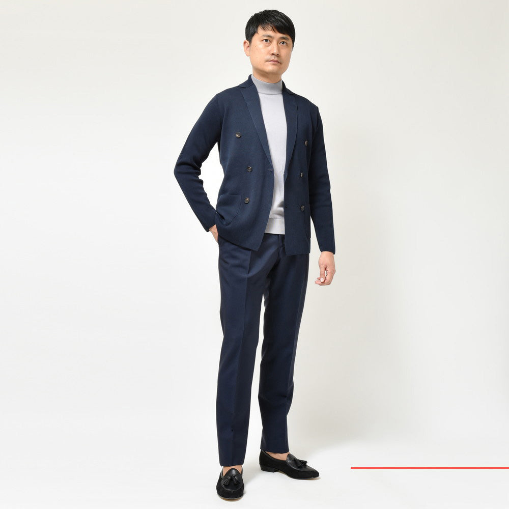 FILIPPO DE LAURENTIIS(フィリッポ デ ローレンティス) コットンミラノリブ6Bダブルニットジャケット RJMLDPT06