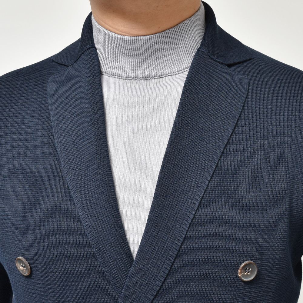 FILIPPO DE LAURENTIIS(フィリッポ デ ローレンティス) コットンミラノリブ6Bダブルニットジャケット RJMLDPT06