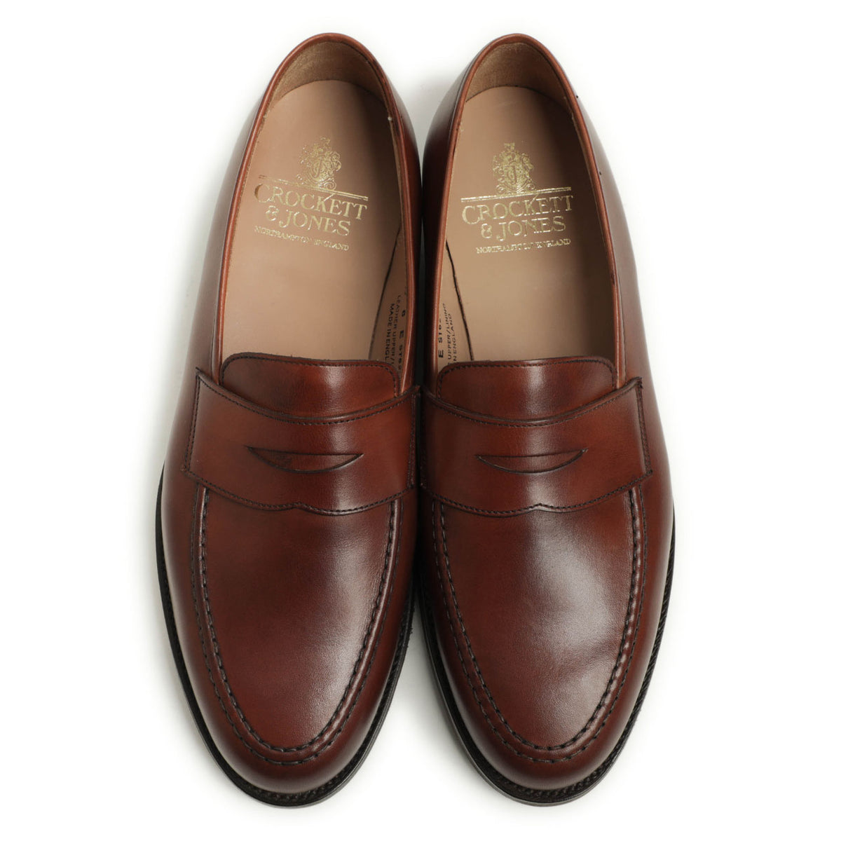 クロケット&ジョーンズ / コイン ローファー スリッポン / BOSTON / 314E / BURNISHED CALF / チェスナット
