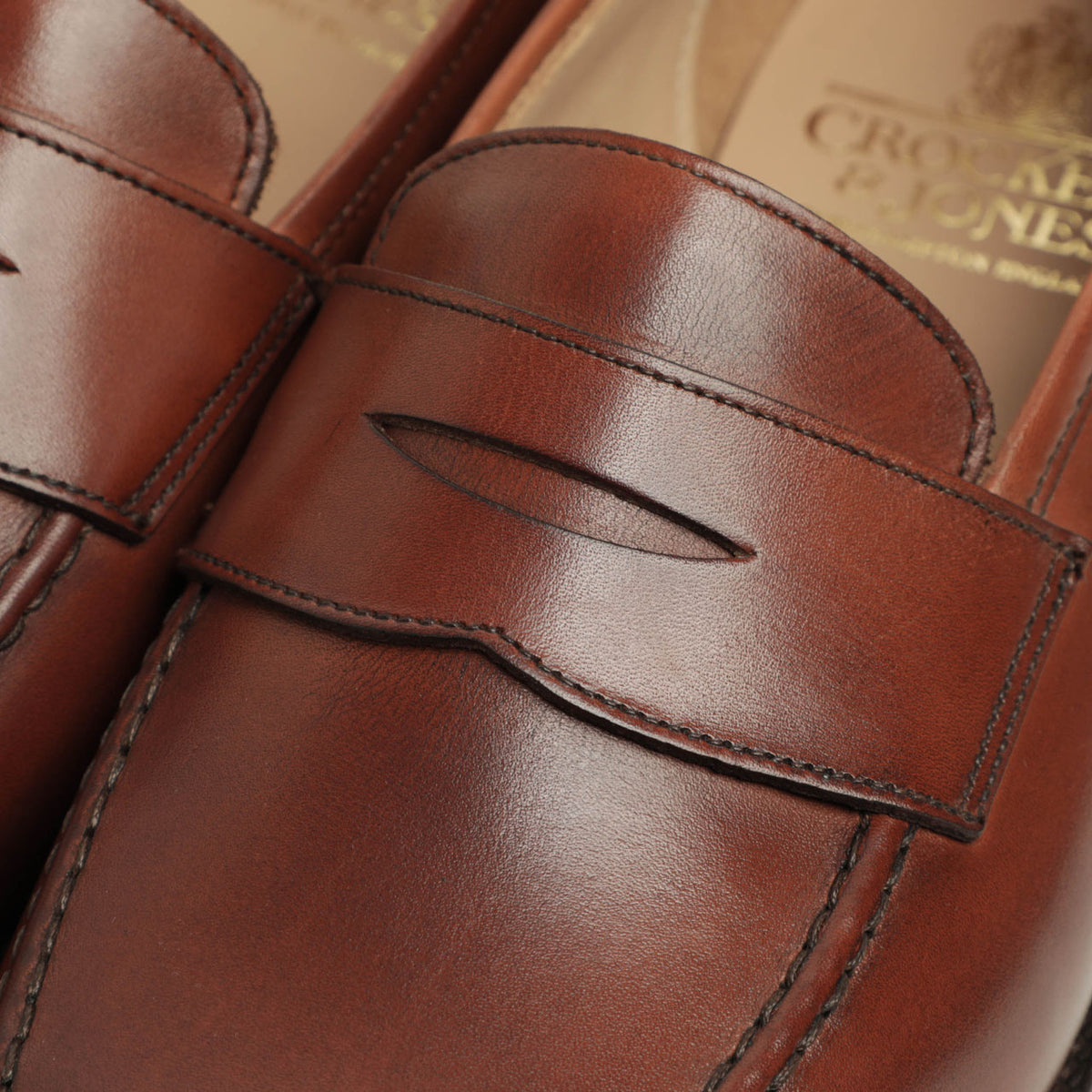 クロケット&ジョーンズ / コイン ローファー スリッポン / BOSTON / 314E / BURNISHED CALF / チェスナット