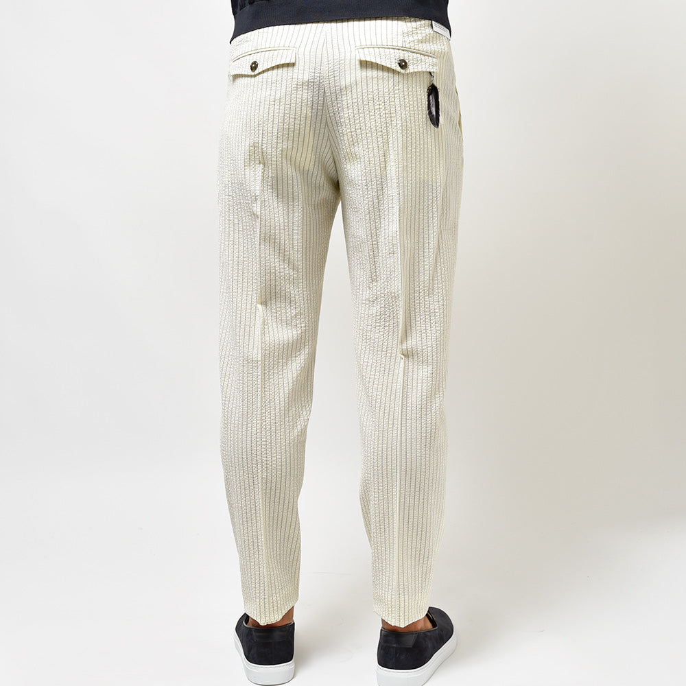 PT TORINO ピーティー トリノ Edge ヴァージンウール ストレッチ シアサッカーストライプ 1プリーツ パンツ REBEL FIT/ZI55