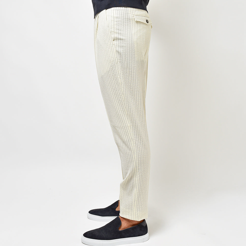 PT TORINO ピーティー トリノ Edge ヴァージンウール ストレッチ シアサッカーストライプ 1プリーツ パンツ REBEL FIT/ZI55