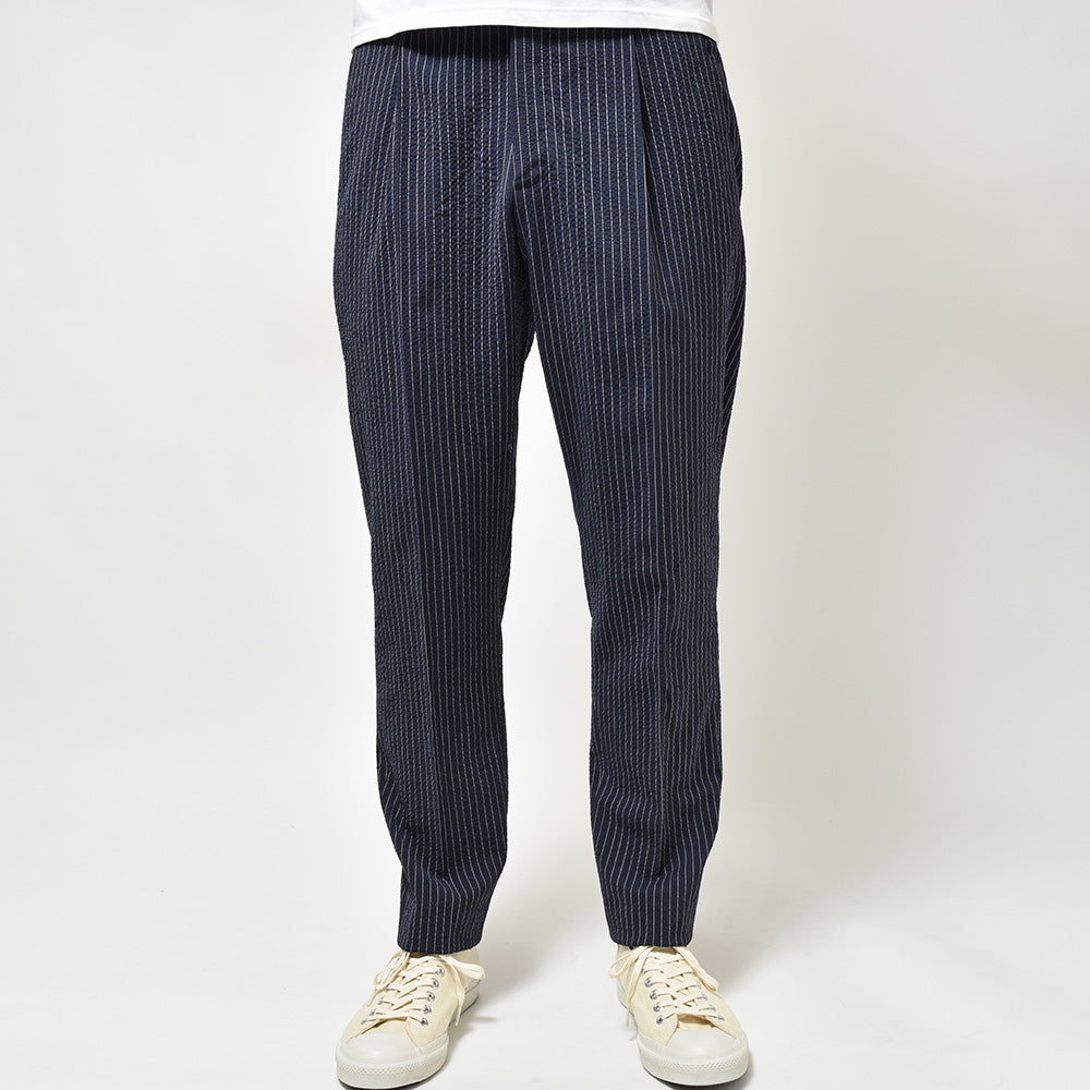 PT TORINO ピーティー トリノ Edge ヴァージンウール ストレッチ シアサッカーストライプ 1プリーツ パンツ REBEL FIT/ZI55