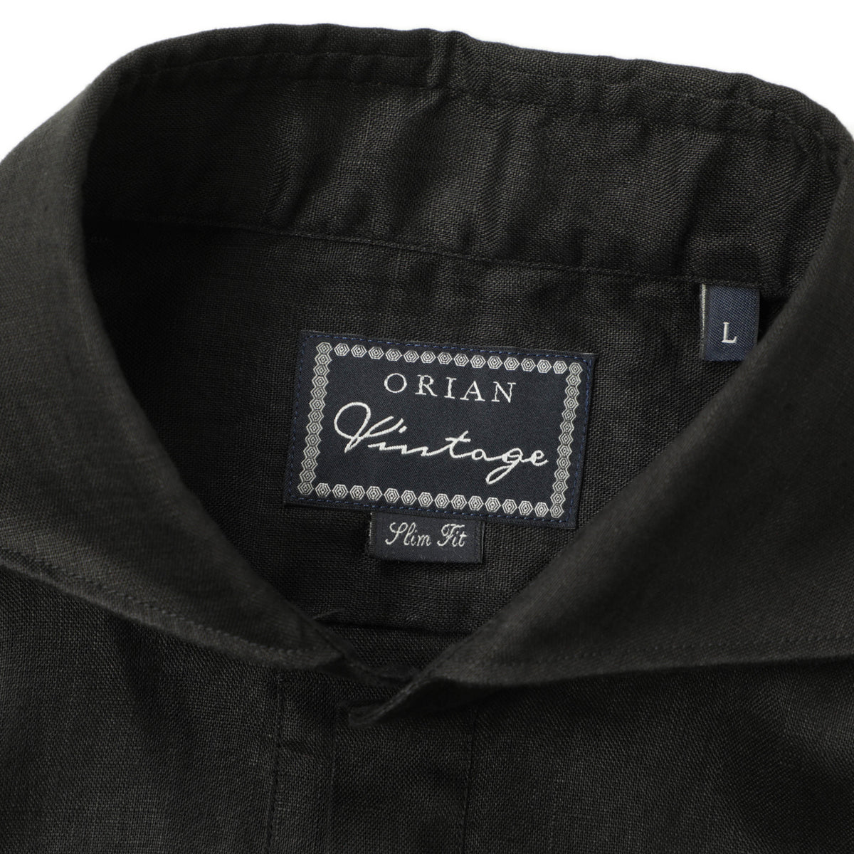 オリアン / リネン プルオーバー ワイドカラー カプリシャツ / Vintage / SLIM FIT / KH30 / 02U441 / ブラック