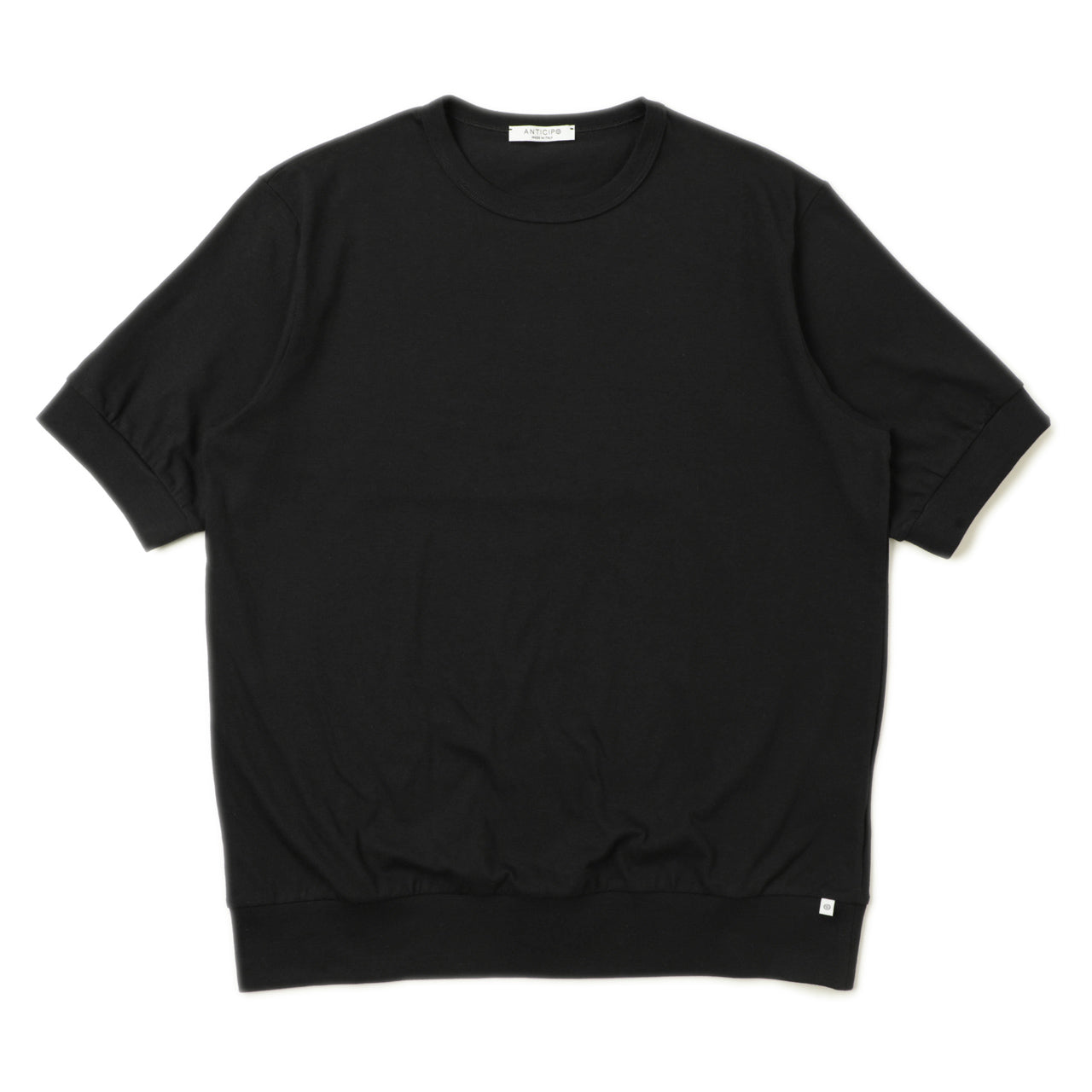 ANTICIPO アンティーチポ カットソー クルーネック リブ 半袖 コットン 211-U001RS NEBBIOLO BLACK/ブラック
