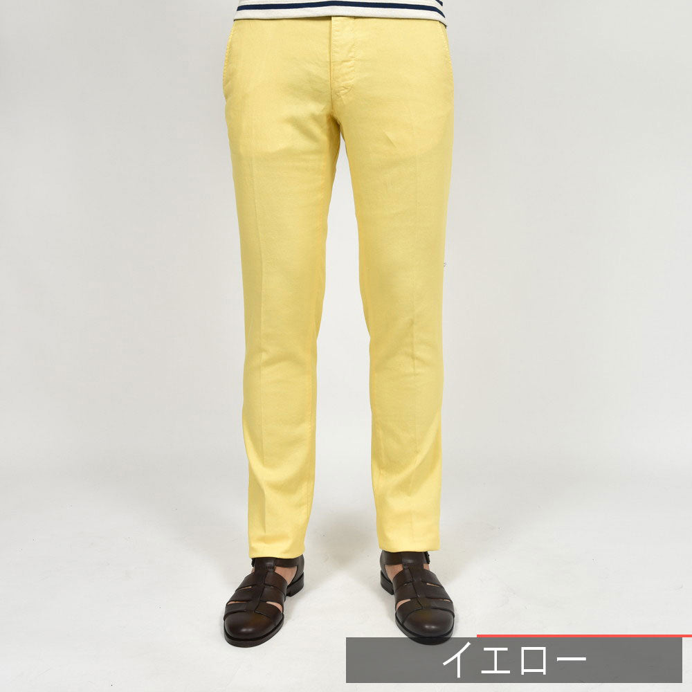 INCOTEX SLACKS(インコテックス スラックス) SLIM FIT ガーメントダイストレッチコットンリネンキャンバステーパードパンツ 17S100-90809/11515