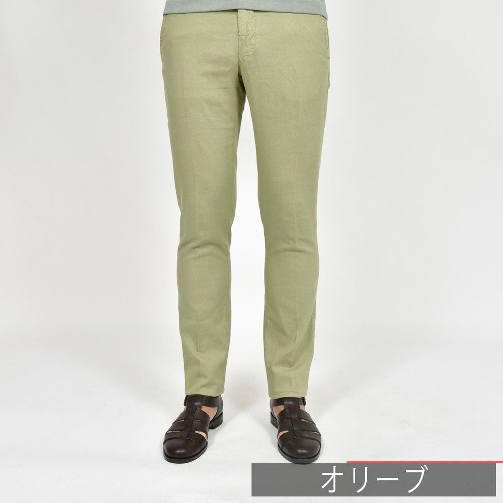 INCOTEX SLACKS(インコテックス スラックス) SLIM FIT ガーメントダイストレッチコットンリネンキャンバステーパードパンツ 17S100-90809/11515