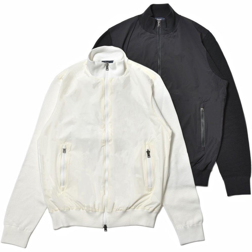 HERNO(ヘルノ) ストレッチナイロン×ワッフルニットハイブリッドブルゾン MC000172U-72054+12582