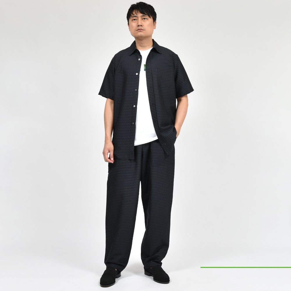 moncao(モンサオ) シルクカシミアギンガムチェックレギュラーカラーS/Sシャツ M021338