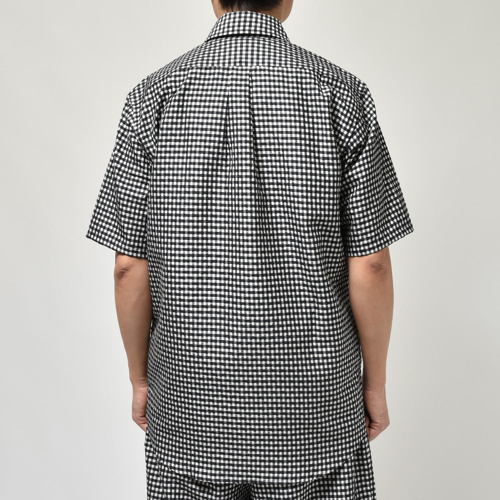 moncao(モンサオ) シルクカシミアギンガムチェックレギュラーカラーS/Sシャツ M021338
