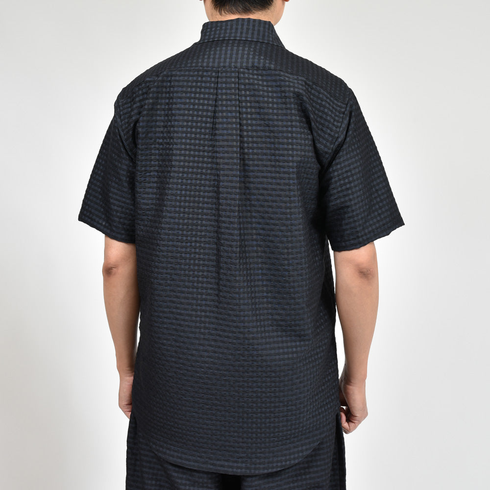 moncao(モンサオ) シルクカシミアギンガムチェックレギュラーカラーS/Sシャツ M021338