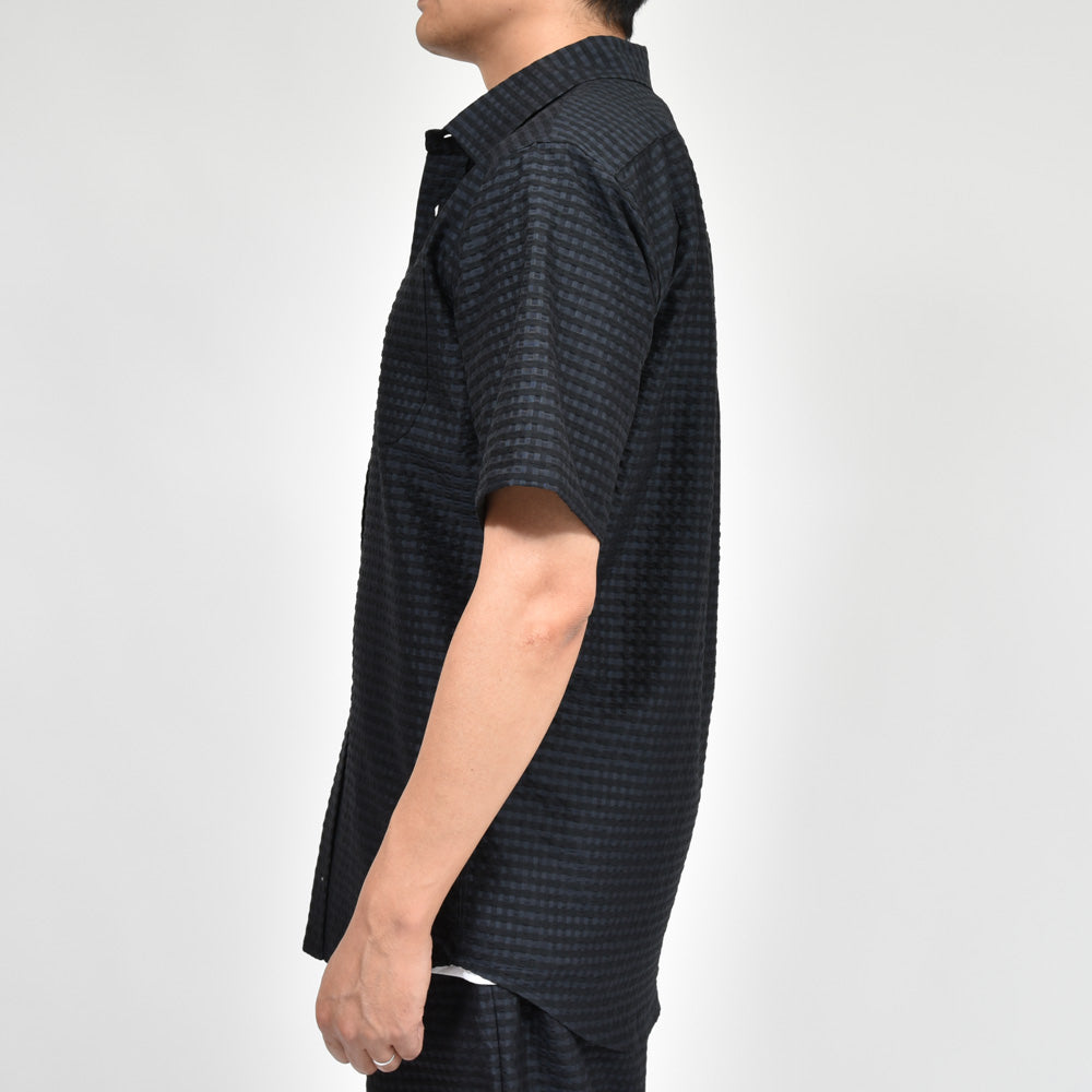 moncao(モンサオ) シルクカシミアギンガムチェックレギュラーカラーS/Sシャツ M021338