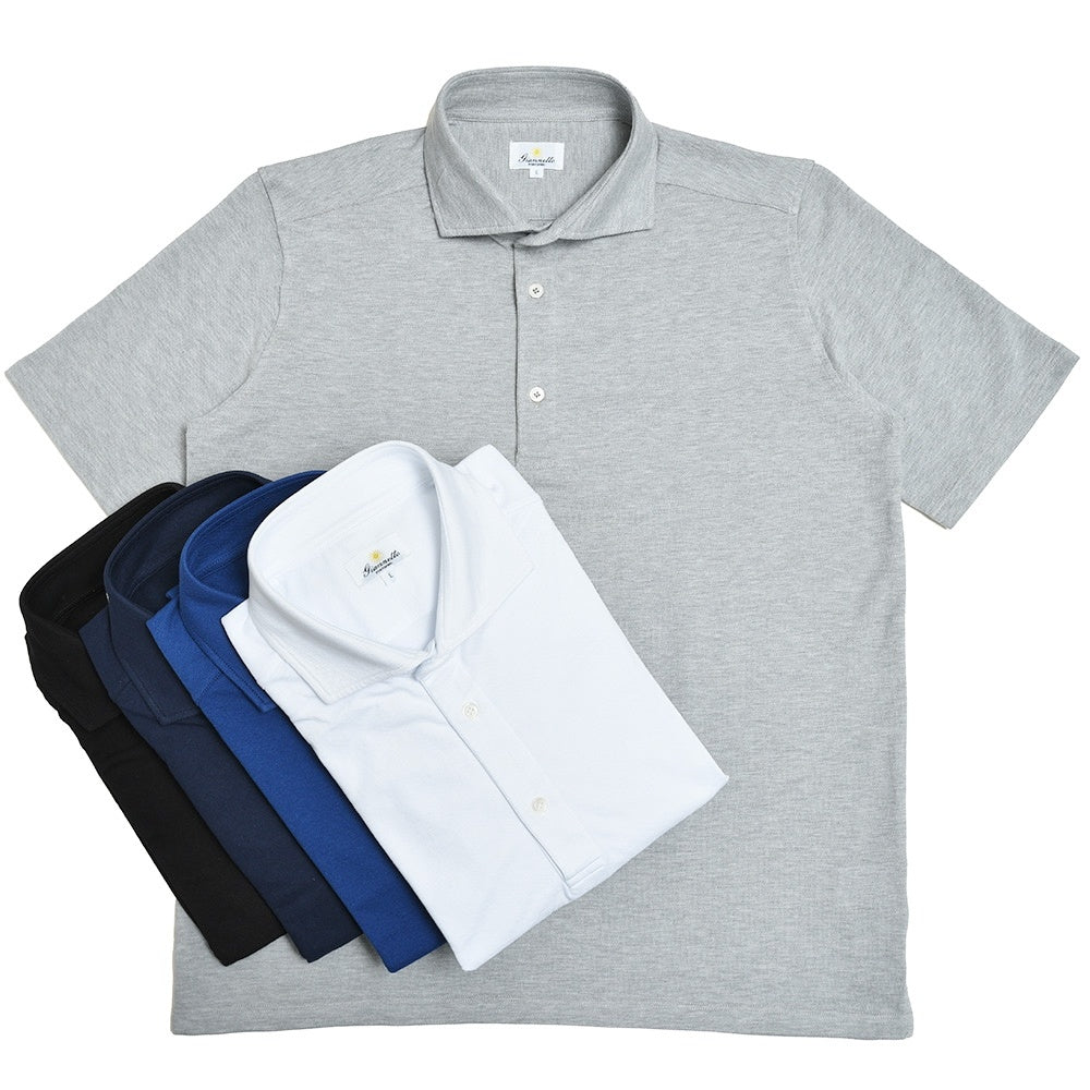 Giannetto(ジャンネット) ウォッシュドコットン鹿の子カッタウェイカラーS/Sポロ VENICE/POLO/SHIRT SS