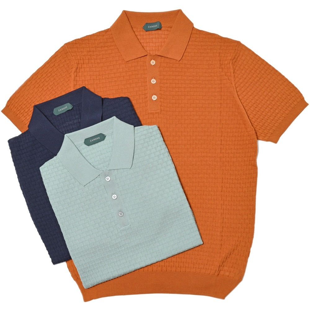 ZANONE(ザノーネ) ハイゲージクレープコットンジャガードS/Sニットポロ POLO MC/SLIM FIT/813184/ZM353/16400