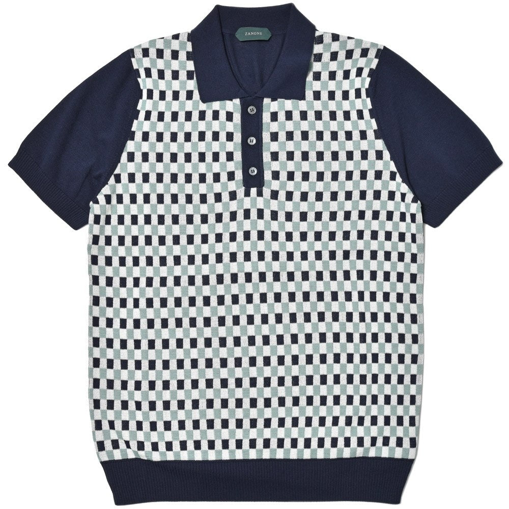 ZANONE(ザノーネ) ハイゲージクレープコットンマルチチェックS/Sニットポロ POLO MC/SLIM FIT/813184/ZM356/16402