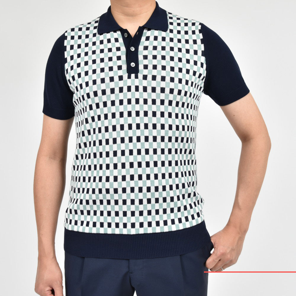 ZANONE(ザノーネ) ハイゲージクレープコットンマルチチェックS/Sニットポロ POLO MC/SLIM FIT/813184/ZM356/16402