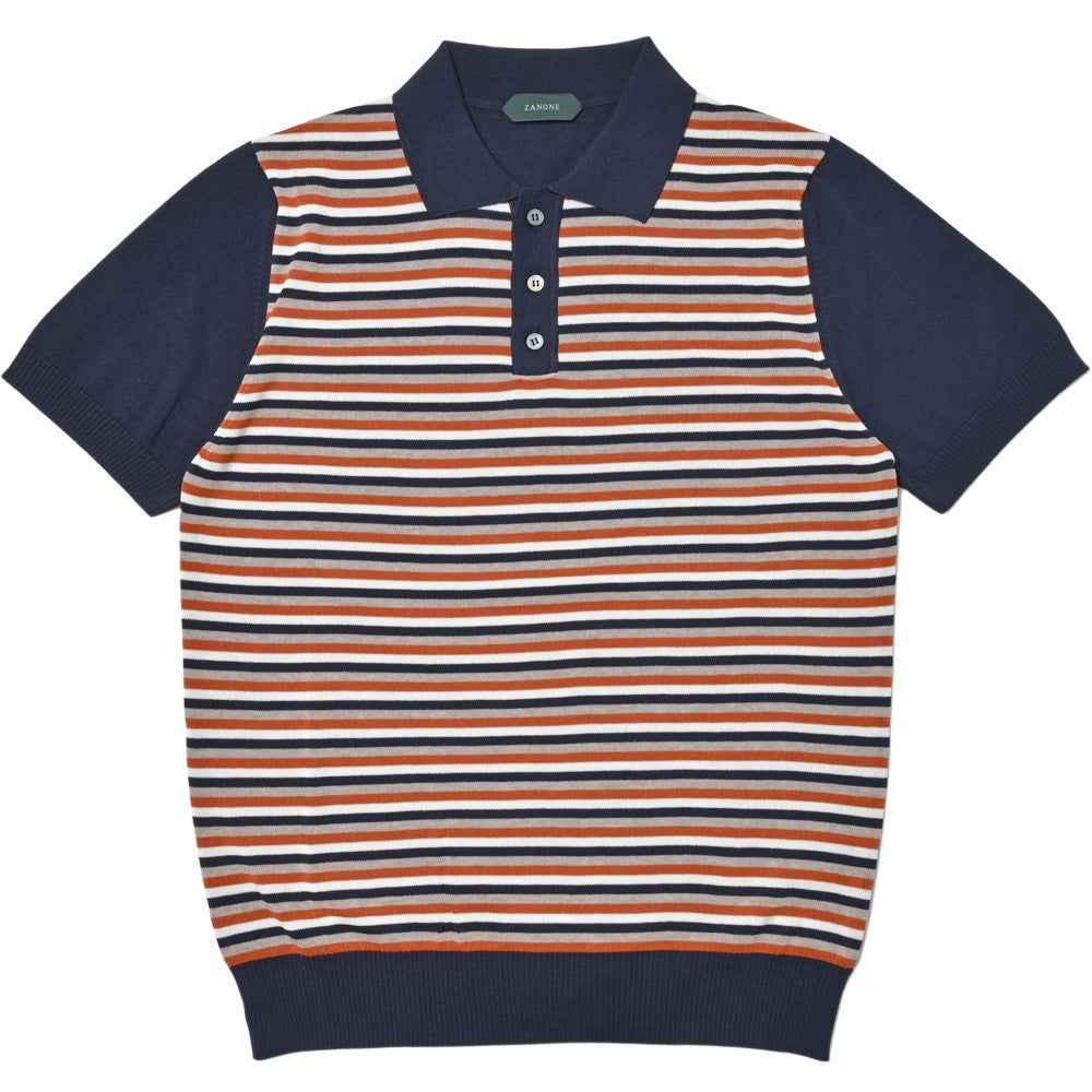 ZANONE(ザノーネ) ハイゲージクレープコットンマルチボーダーS/Sニットポロ POLO MC/SLIM FIT/913184/Z2486/16403