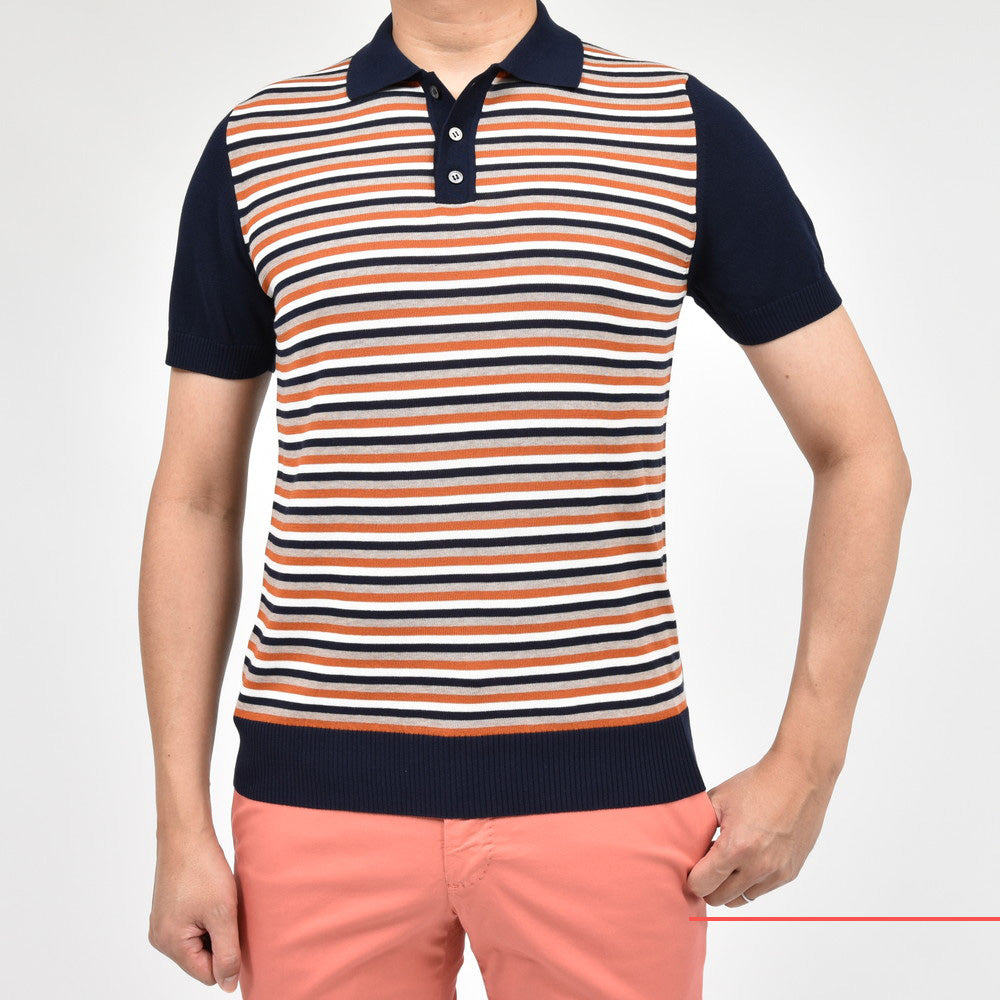 ZANONE(ザノーネ) ハイゲージクレープコットンマルチボーダーS/Sニットポロ POLO MC/SLIM FIT/913184/Z2486/16403