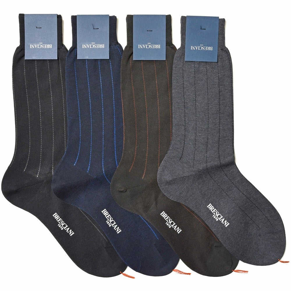 BRESCIANI(ブレッシアーニ) コットンストライプドレスソックス MC034RI1051