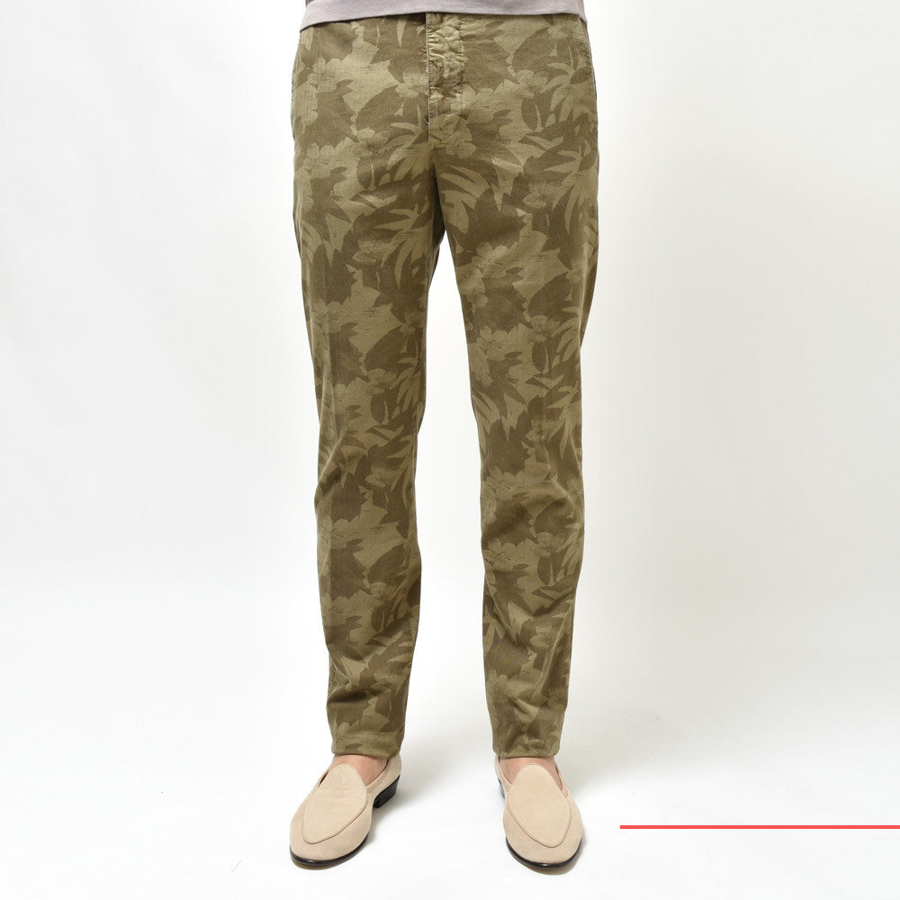 INCOTEX SLACKS(インコテックス スラックス) SLIM FIT ストレッチコットンヘリンボーンボタニカルプリントシャーリングテーパードパンツ 12S166-90914/11511