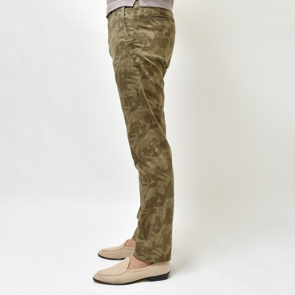 INCOTEX SLACKS(インコテックス スラックス) SLIM FIT ストレッチコットンヘリンボーンボタニカルプリントシャーリングテーパードパンツ 12S166-90914/11511