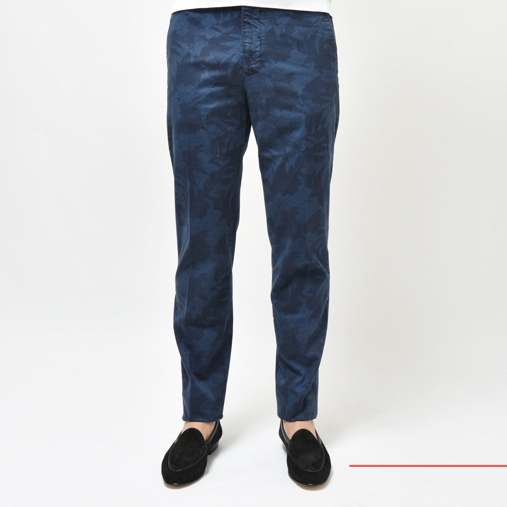 INCOTEX SLACKS(インコテックス スラックス) SLIM FIT ストレッチコットンヘリンボーンボタニカルプリントシャーリングテーパードパンツ 12S166-90914/11511