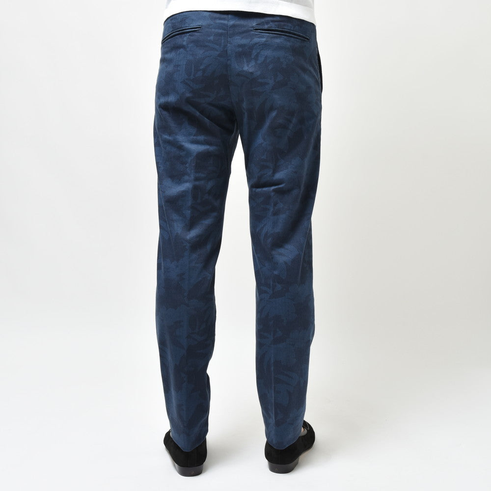 INCOTEX SLACKS(インコテックス スラックス) SLIM FIT ストレッチコットンヘリンボーンボタニカルプリントシャーリングテーパードパンツ 12S166-90914/11511