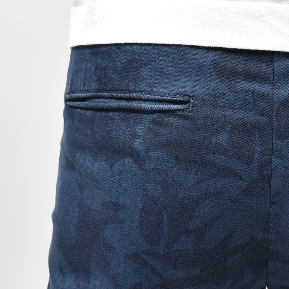 INCOTEX SLACKS(インコテックス スラックス) SLIM FIT ストレッチコットンヘリンボーンボタニカルプリントシャーリングテーパードパンツ 12S166-90914/11511