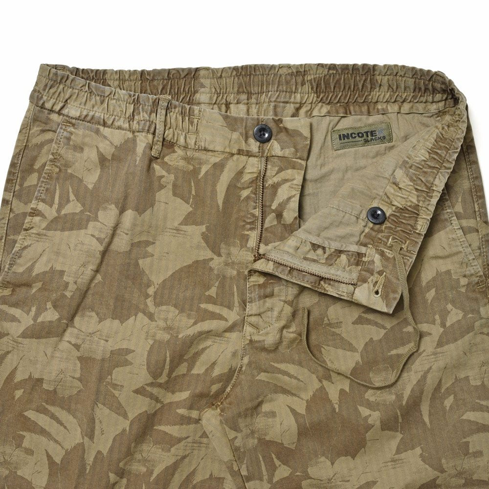 INCOTEX SLACKS(インコテックス スラックス) SLIM FIT ストレッチコットンヘリンボーンボタニカルプリントシャーリングテーパードパンツ 12S166-90914/11511
