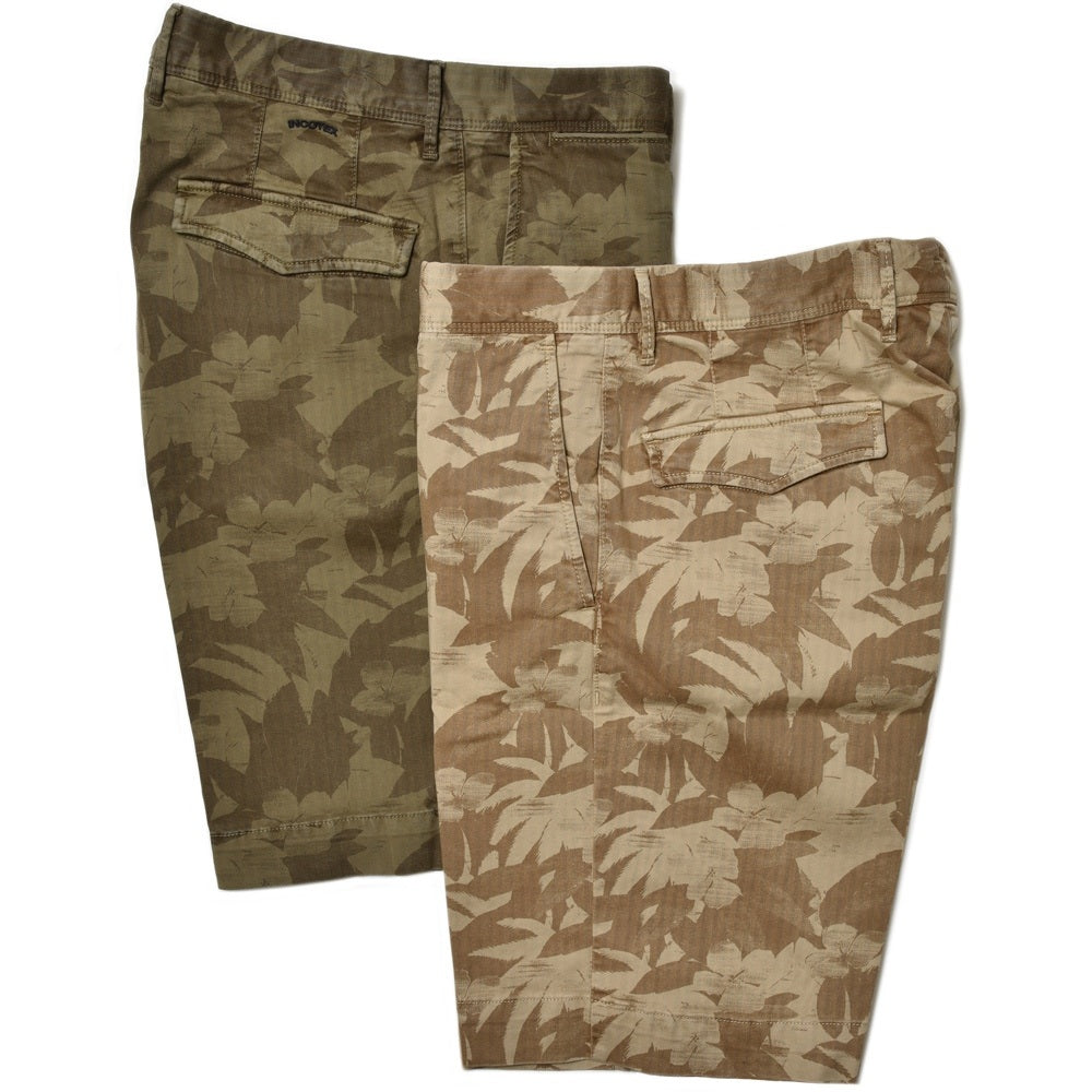 INCOTEX SLACKS(インコテックス スラックス) REGULAR FIT ストレッチコットンヘリンボーンボタニカルプリントショーツ 15S206-90914/12513