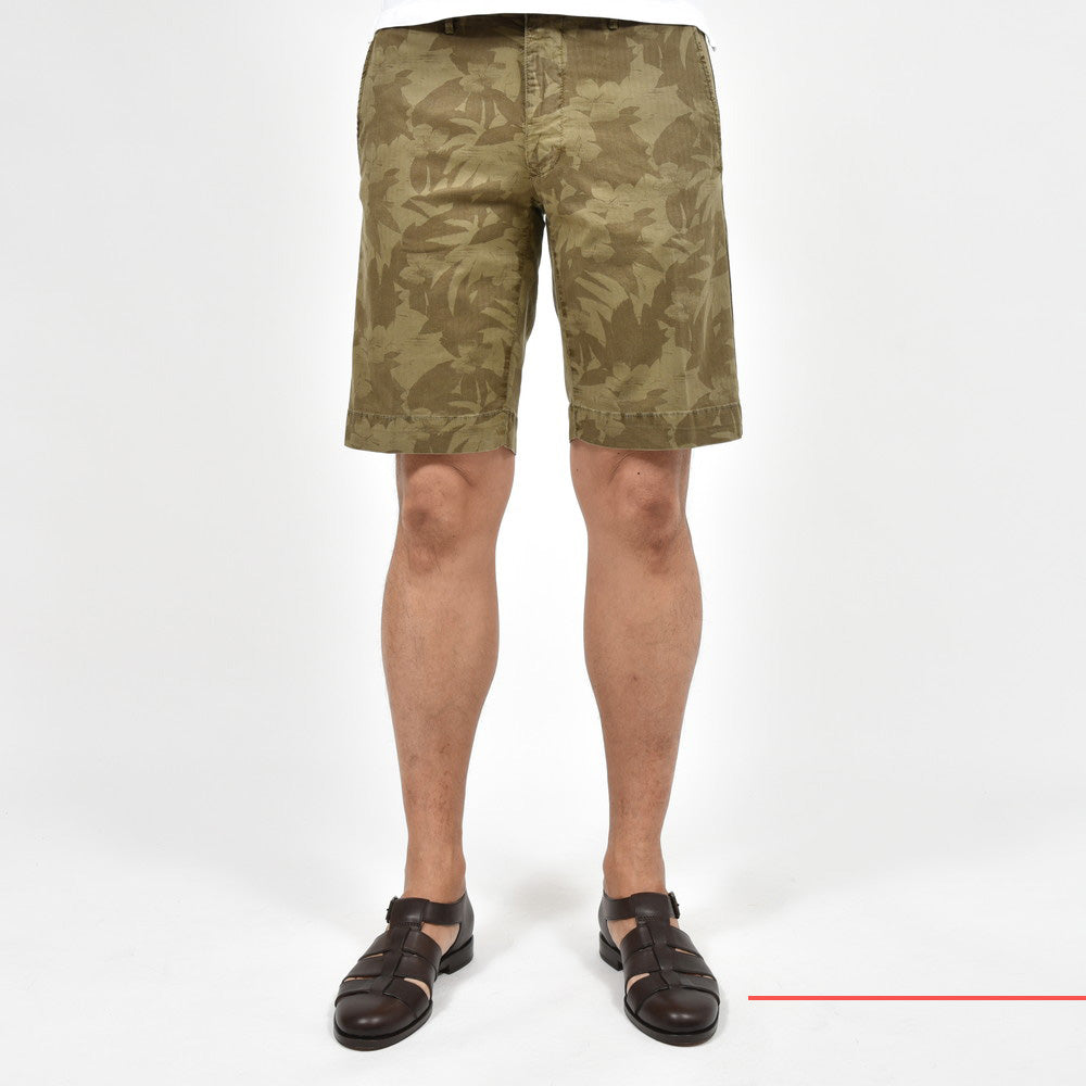 INCOTEX SLACKS(インコテックス スラックス) REGULAR FIT ストレッチコットンヘリンボーンボタニカルプリントショーツ 15S206-90914/12513