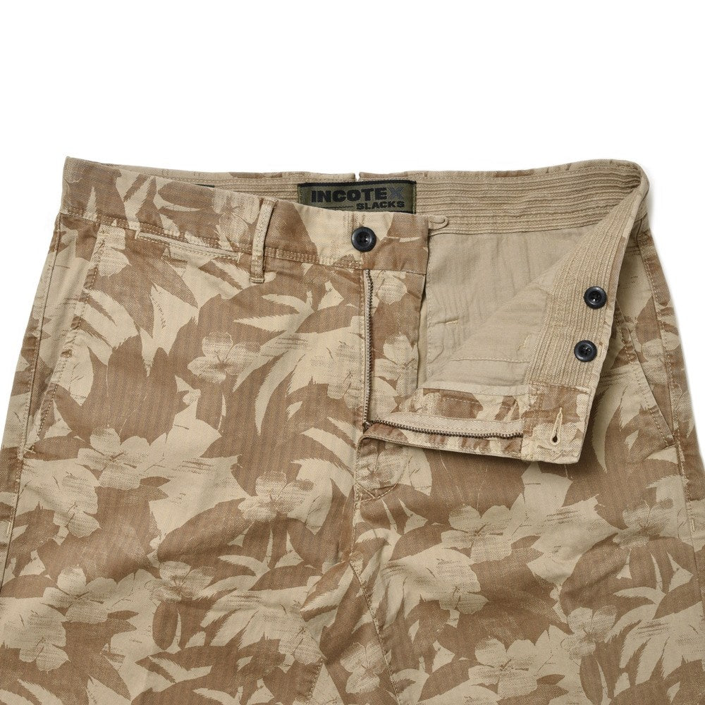 INCOTEX SLACKS(インコテックス スラックス) REGULAR FIT ストレッチコットンヘリンボーンボタニカルプリントショーツ 15S206-90914/12513