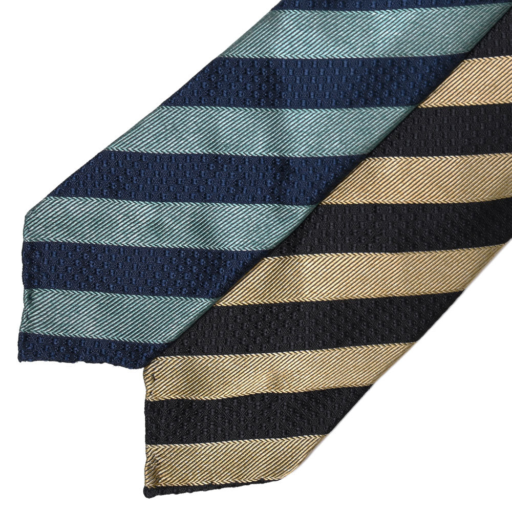 TIE YOUR TIE(タイ ユア タイ) シルクレップ×ジャガードコンビストライプセッテピエゲタイ 16085