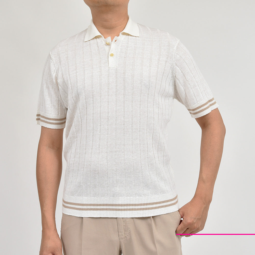 STILE LATINO スティレ ラティーノ リネン カシミヤ シルク リブ ニット ポロシャツ