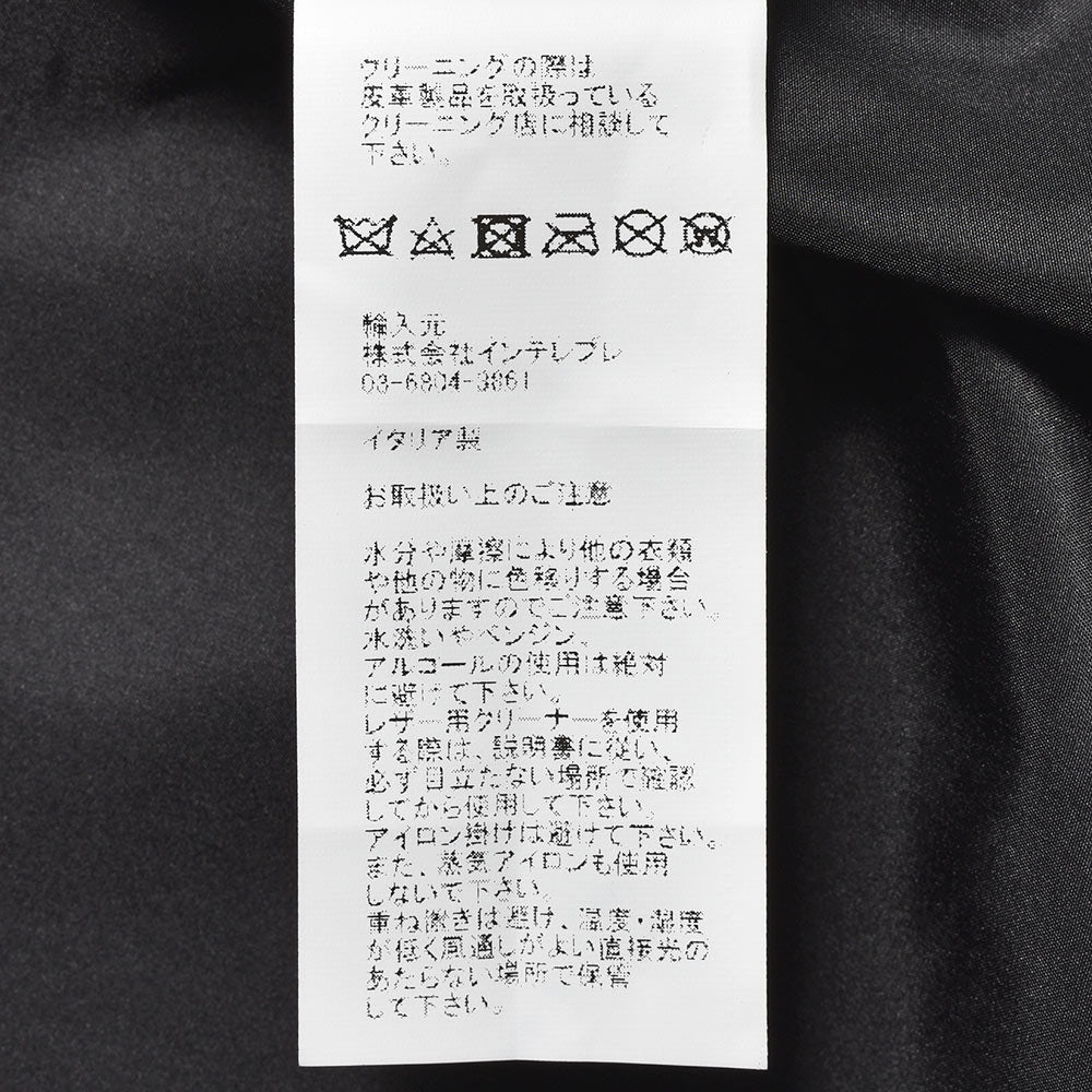 EMMETI エンメティ BILL ZIP ラムレザー ナッパマンガ ガンメタジップ ジップアップ フーデッドブルゾン