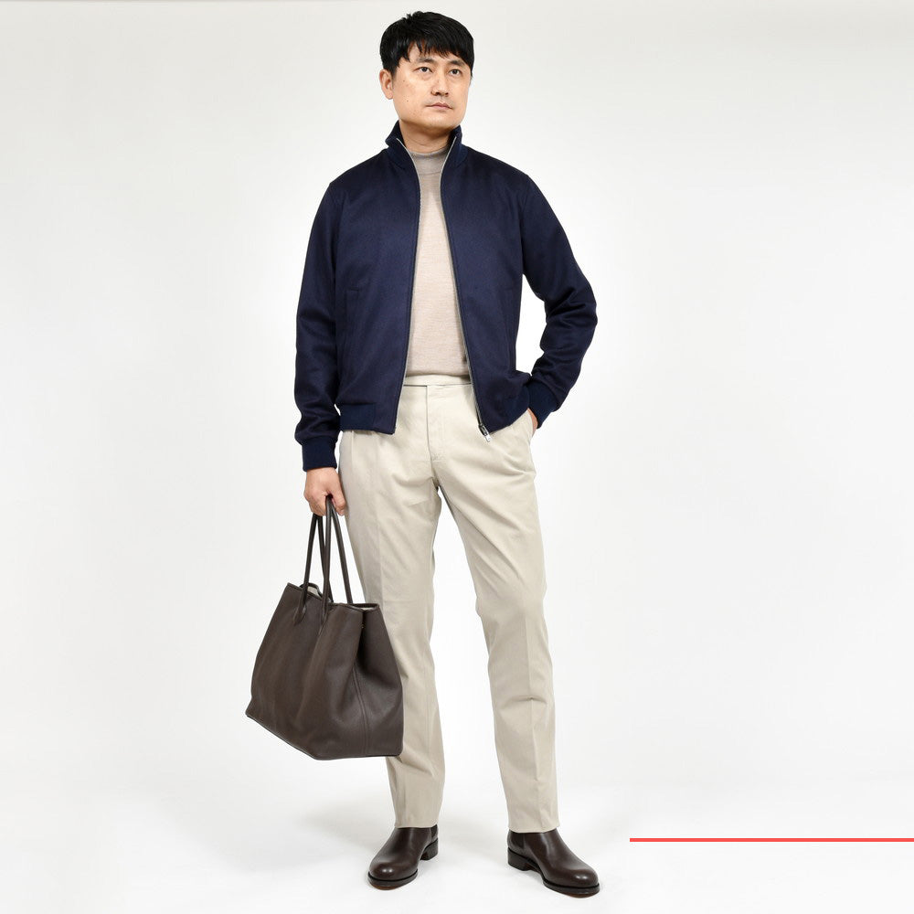 HERNO(ヘルノ) RESORTリゾート ウールナイロンカシミアダブルフェイスフランネルスタンドカラーリブブルゾン GI00055UR-33417
