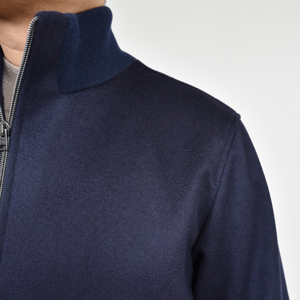 HERNO(ヘルノ) RESORTリゾート ウールナイロンカシミアダブルフェイスフランネルスタンドカラーリブブルゾン GI00055UR-33417