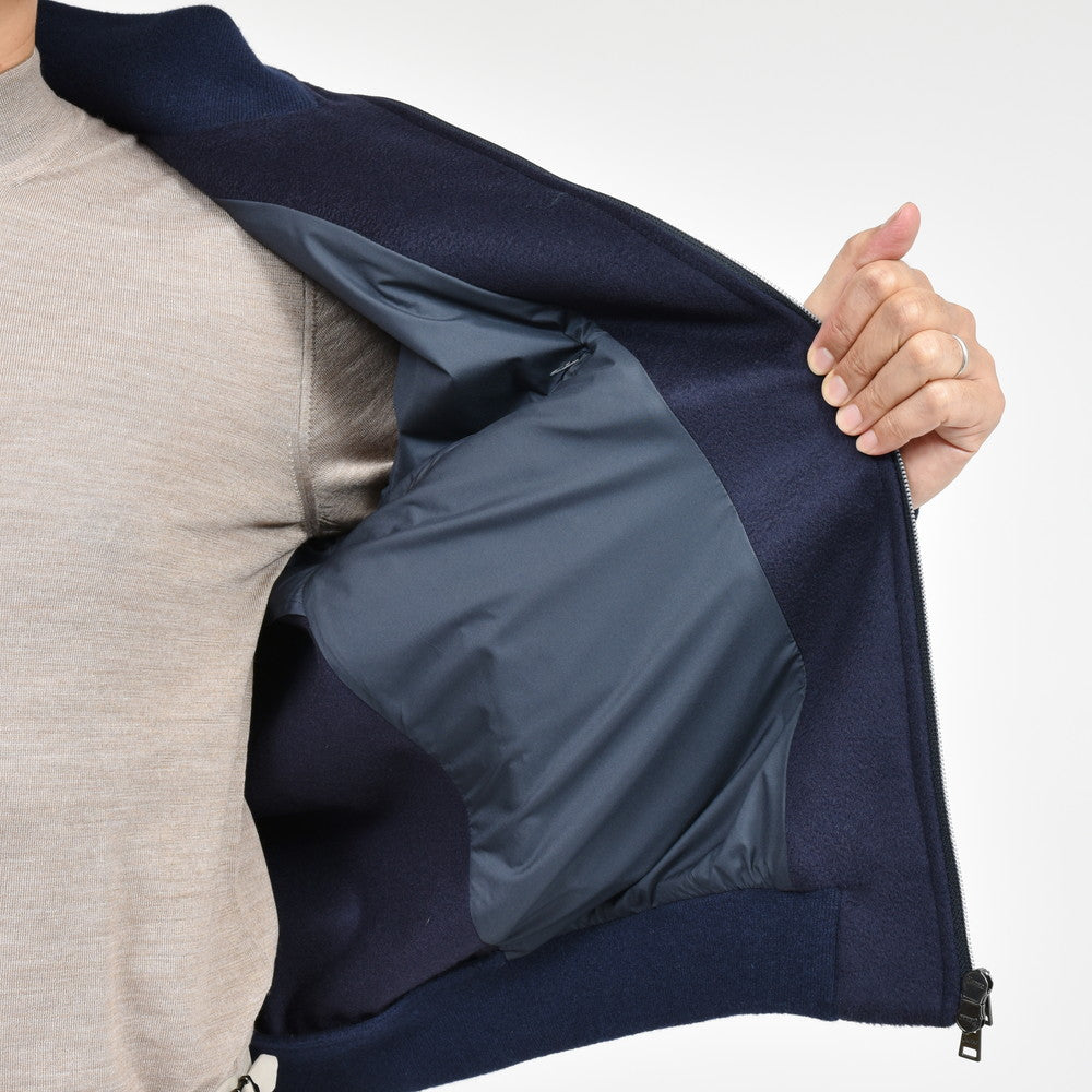 HERNO(ヘルノ) RESORTリゾート ウールナイロンカシミアダブルフェイスフランネルスタンドカラーリブブルゾン GI00055UR-33417
