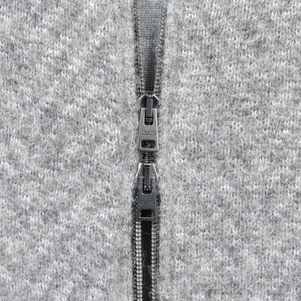 HERNO(ヘルノ) RESORTリゾート アルパカウールナイロンヘリンボーンスタンドカラージップニットブルゾン MC00037UR-70208