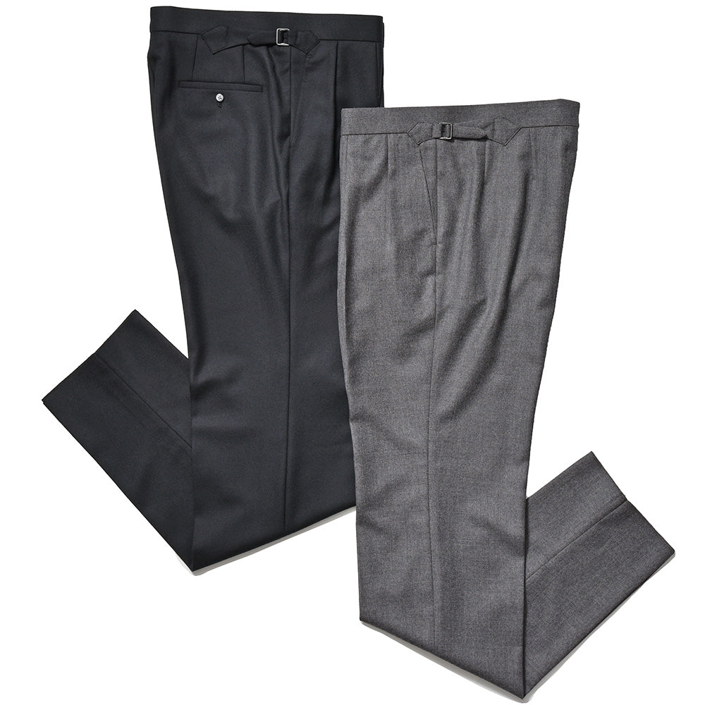 Fumiya Hirano THE TROUSERS フミヤヒラノトラウザーズ ウール ライトフランネル サイドアジャスター 2インプリーツ ドレスパンツ REGENT