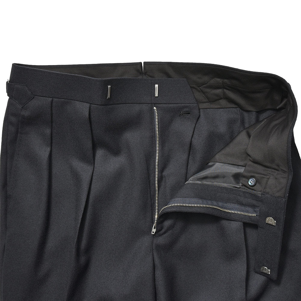 Fumiya Hirano THE TROUSERS フミヤヒラノトラウザーズ ウール ライトフランネル サイドアジャスター 2インプリーツ ドレスパンツ REGENT