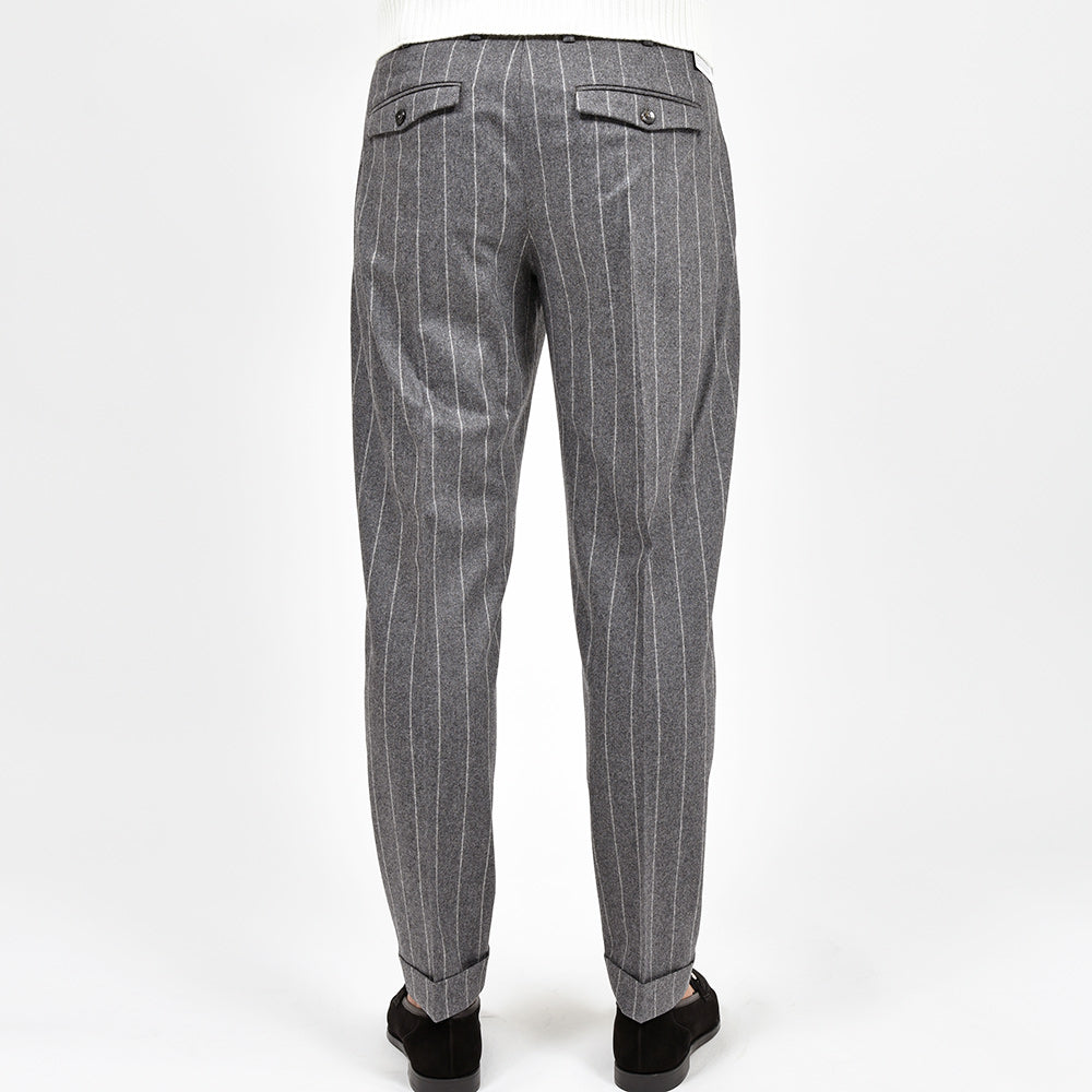 PT TORINO ピーティー トリノ Edge ヴァージンウール カシミヤ ストレッチ フランネル ストライプ 1プリーツ パンツ REBEL FIT/TO02