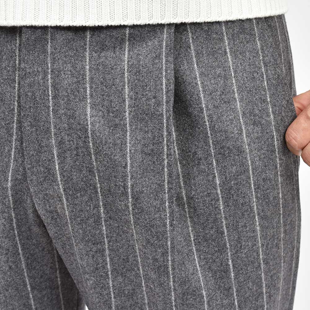 PT TORINO ピーティー トリノ Edge ヴァージンウール カシミヤ ストレッチ フランネル ストライプ 1プリーツ パンツ REBEL FIT/TO02