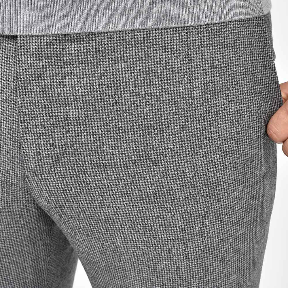 PT TORINO ピーティー トリノ Travel ヴァージンウール ライトフランネル ハウンドトゥース ノープリーツ ドレスパンツ SUPERSLIM FIT/MR82