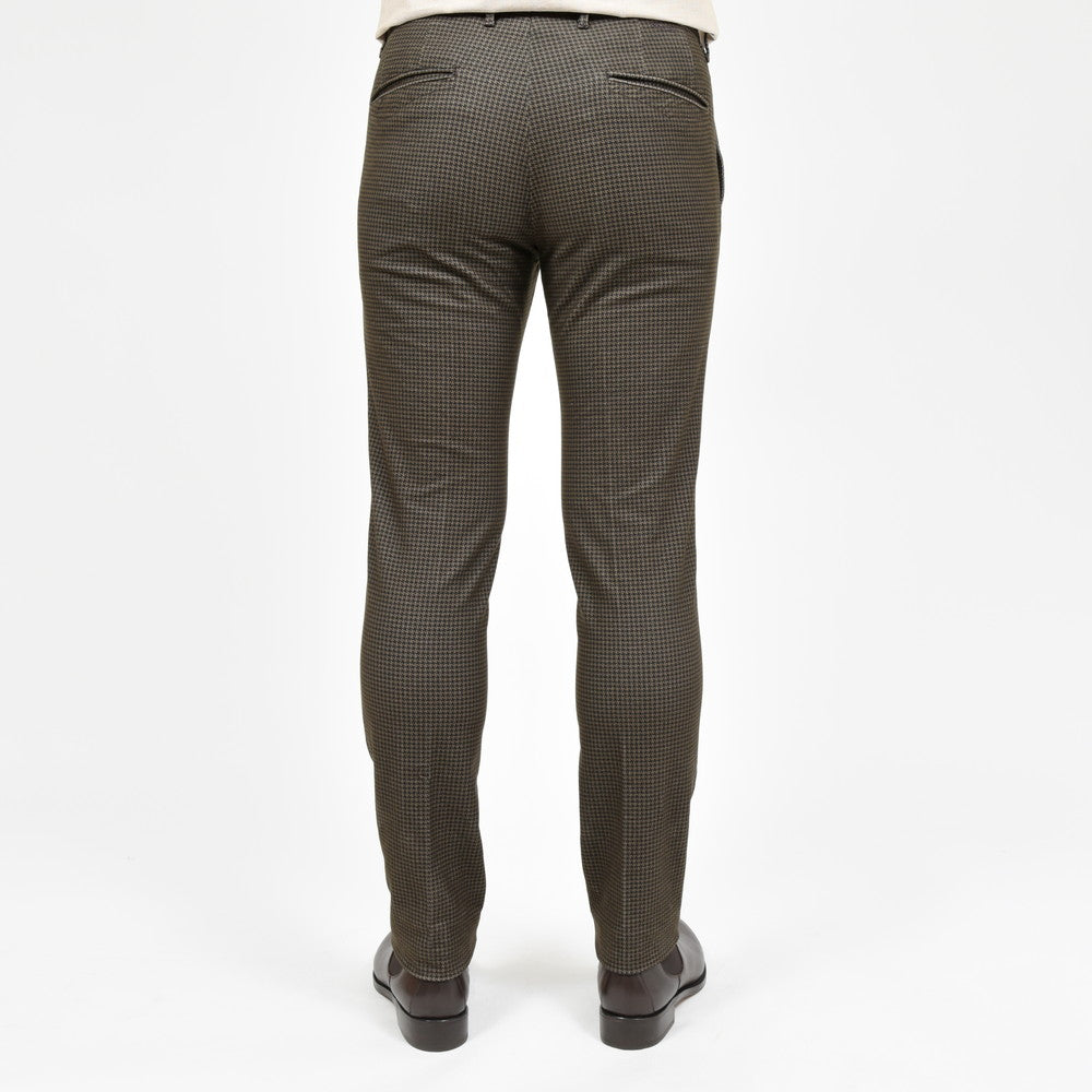INCOTEX SLACKS(インコテックス スラックス) SLIM FIT ガーメントダイコットンストレッチネルハウンドトゥースプリントテーパードパンツ 18S100-40593/21515
