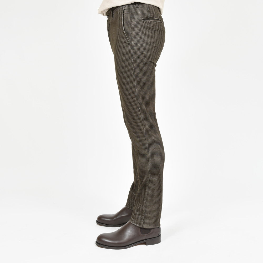 INCOTEX SLACKS(インコテックス スラックス) SLIM FIT ガーメントダイコットンストレッチネルハウンドトゥースプリントテーパードパンツ 18S100-40593/21515