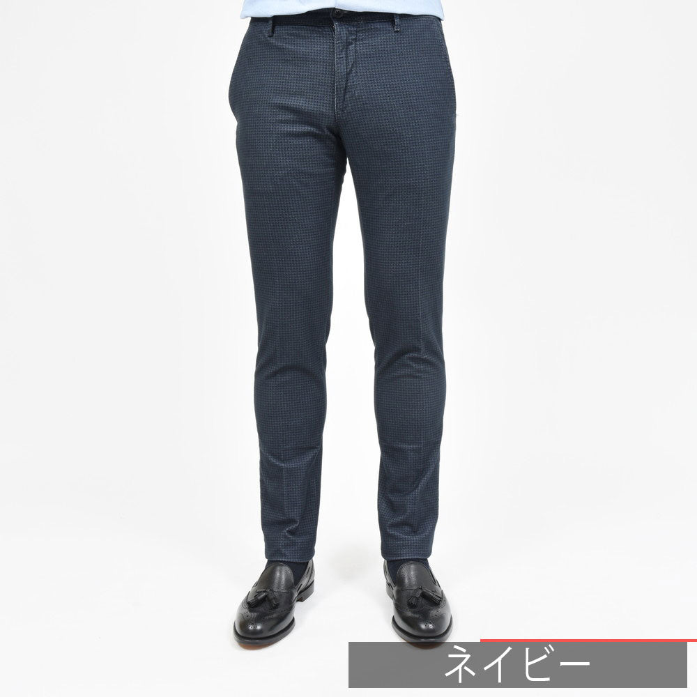INCOTEX SLACKS(インコテックス スラックス) SLIM FIT ガーメントダイコットンストレッチネルハウンドトゥースプリントテーパードパンツ 18S100-40593/21515